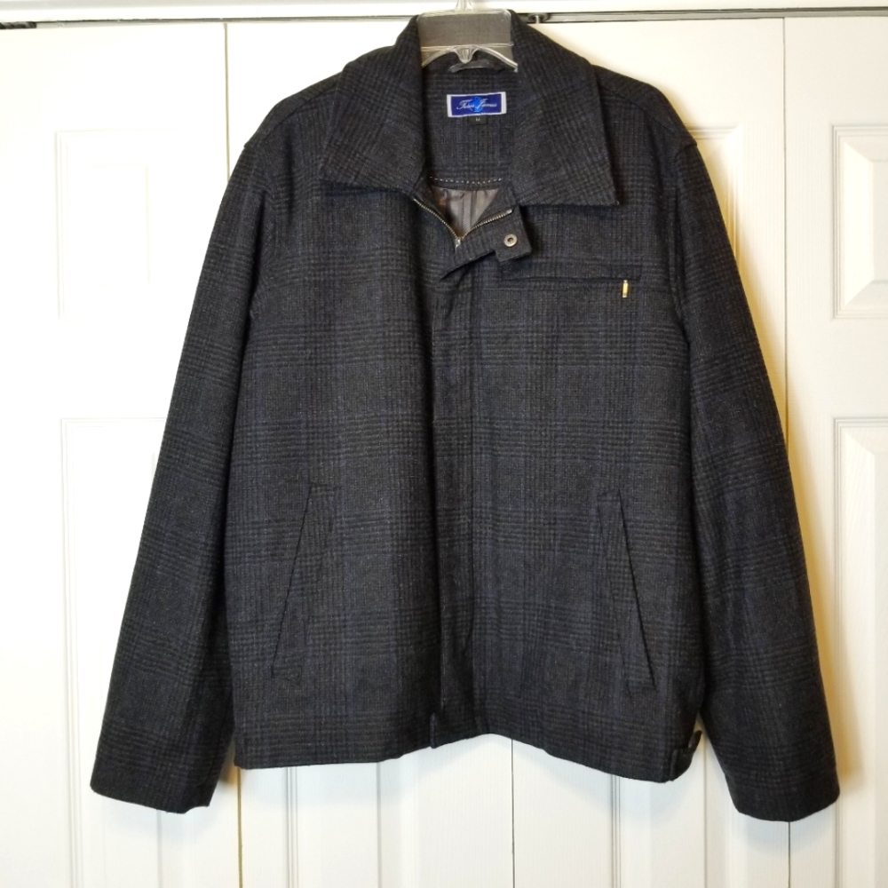 Tom James Plaid Wool Blend Zip Jacket